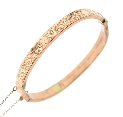 Lot 62 - 9ct gold snap bangle