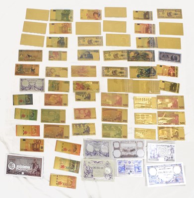 Lot 423 - Collection of 64 gold-covered and silver-covered fantasy banknotes
