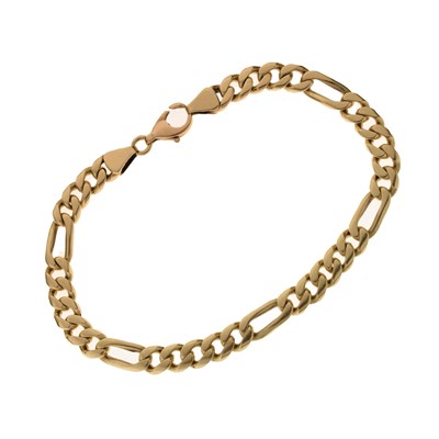 Lot 126 - Yellow metal heavy figaro link bracelet, stamped '585'