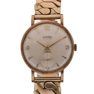 Lot 184 - Roamer - Premier 1960s 9ct gold cased bracelet watch