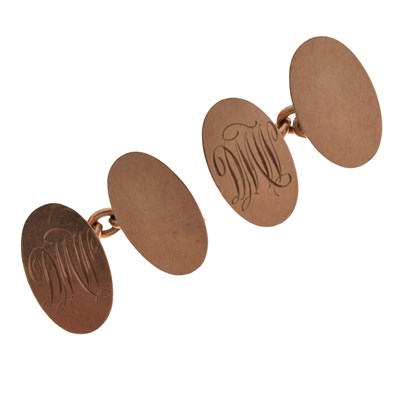Lot 141 - 9ct rose gold chain link cufflinks