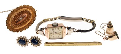 Lot 155 - Collection of yellow metal jewellery and a wristwatch