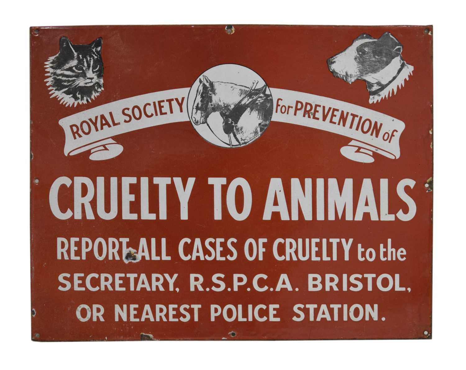 Lot 247 - Vintage enamel sign - Royal Society for Prevention of Cruelty to Animals