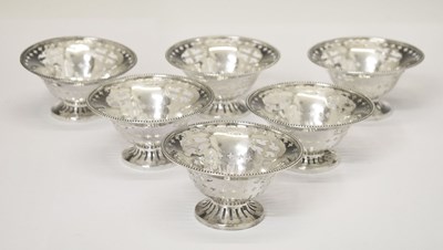Lot 155 - Suite of six George V silver bonbon dishes