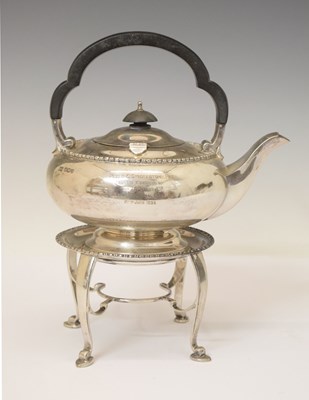 Lot 336 - George V silver kettle and stand