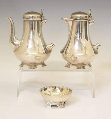 Lot 335 - George V silver three-piece coffee set