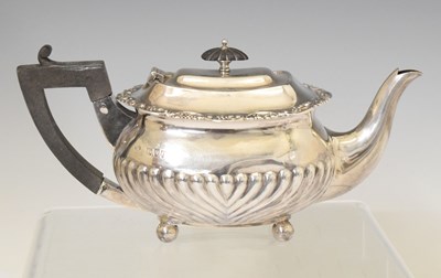 Lot 339 - Late Victorian silver teapot with gadroon decoration