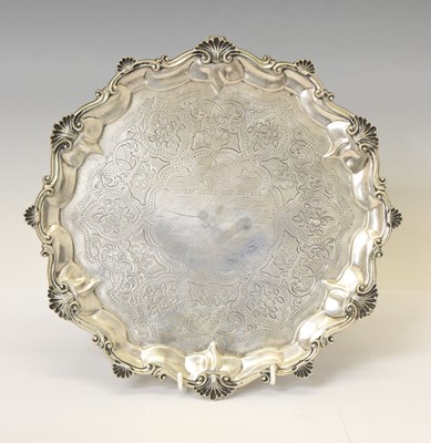 Lot 301 - Victorian silver salver with pie-crust and shell rim