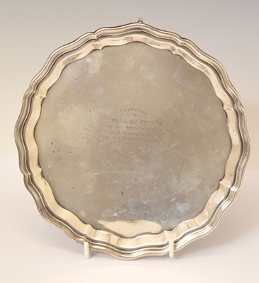 Lot 303 - George V silver waiter with pie crust rim