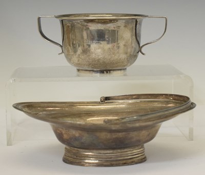 Lot 328 - George III silver pedestal dish, together with an Edward VII silver porringer