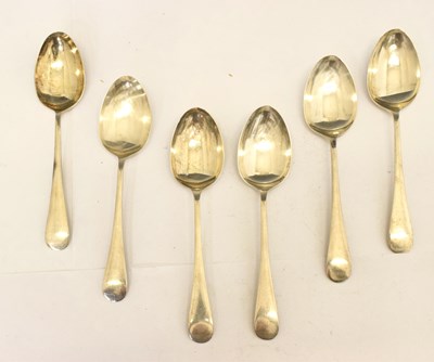 Lot 298 - Set of six silver dessert spoons