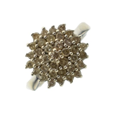 Lot 6 - Diamond multi-stone cluster 9ct white gold ring