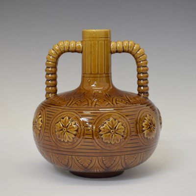 Lot 323 - Burmantofts Faience twin-handled vase