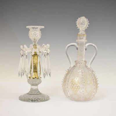Lot 547 - Late 18th / early 19th century Dutch decanter and a crystal lustre