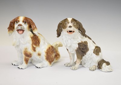 Lot 575 - Continental porcelain figure of a spaniel, etc