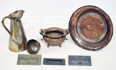 Lot 467 - Collection of copper items and letter box