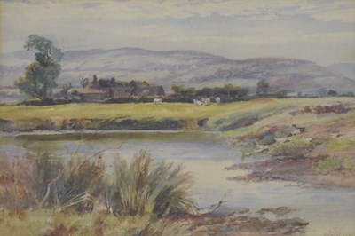 Lot 400 - William Gilbert Foster (Staithes Group, 1855-1906) - Watercolour - Yorkshire riverside landscape