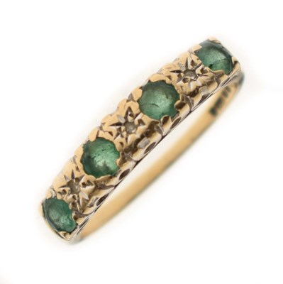 Lot 17 - 9ct gold, emerald and white stone set ring