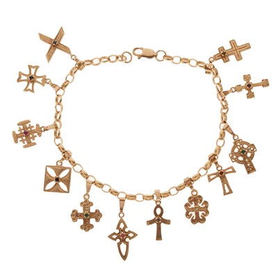 Lot 123 - 9ct gold charm bracelet