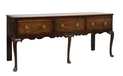 Lot 708 - 18th century crossbanded oak dresser base