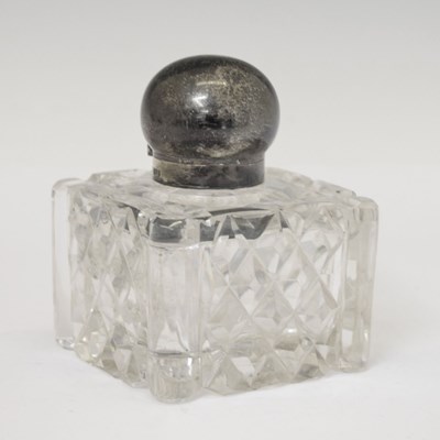 Lot 327 - Edward VII silver topped glass inkwell