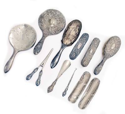 Lot 248 - Quanity of silver backed dressing table items