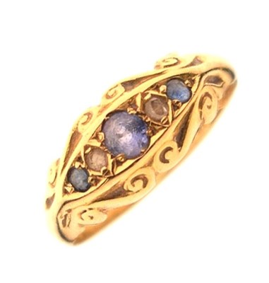 Lot 21 - 18ct gold sapphire and diamond five-stone ring