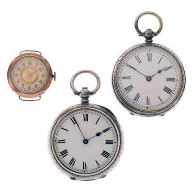 Lot 207 - Late Victorian silver cased open face fob watch