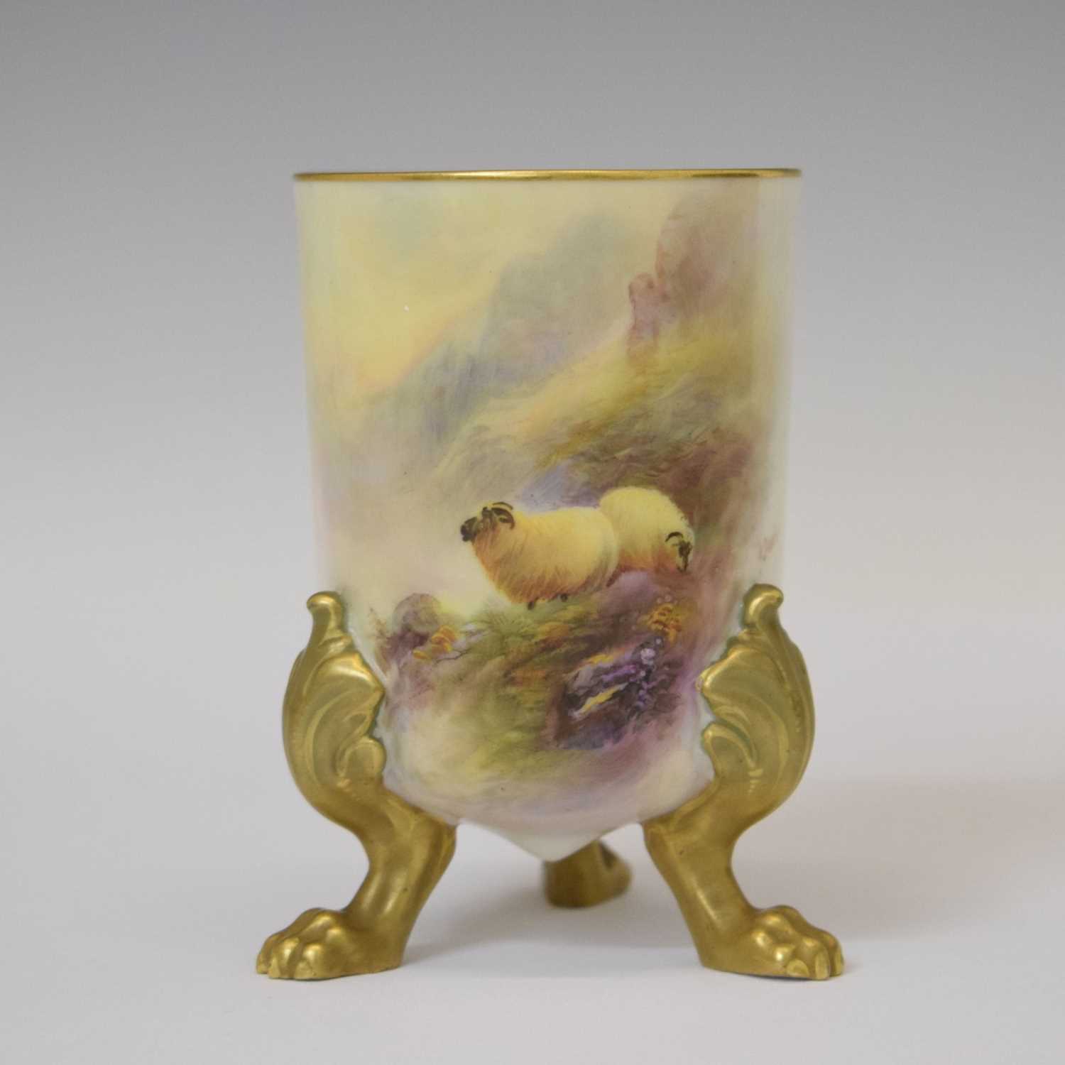 Lot 330 - Harry Davis for Royal Worcester - Porcelain vase of cylindrical form