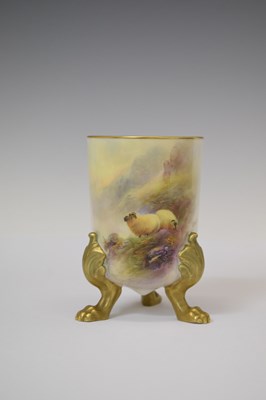 Lot 330 - Harry Davis for Royal Worcester - Porcelain vase of cylindrical form