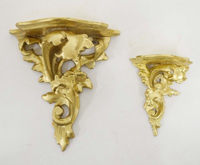 Lot 498 - Two Italian mid 20th century giltwood wall brackets