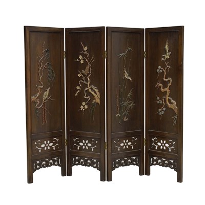 Lot 604 - East Asian shibayama style four fold screen