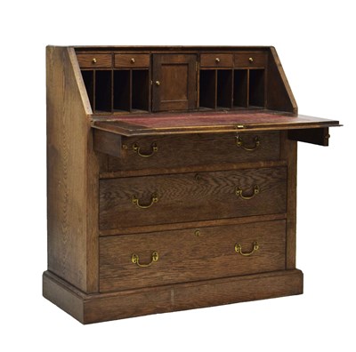 Lot 740 - 20th century oak bureau