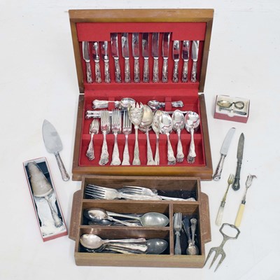 Lot 488 - Quantity of silver plated Kings pattern cutlery, etc