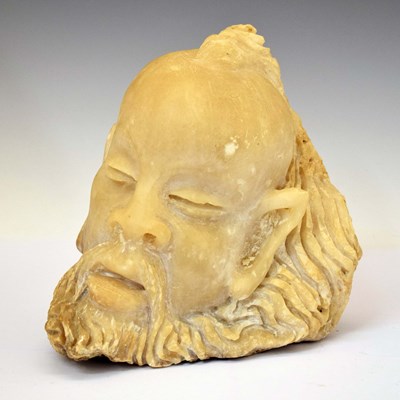 Lot 591 - Chinese carved alabaster bust of a sage or Immortal