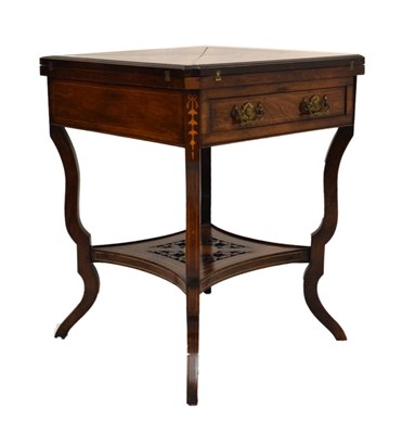 Lot 594 - Late 19th Century inlaid rosewood card table