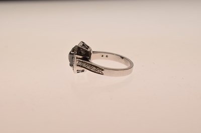 Lot 16 - Black diamond white metal cluster ring