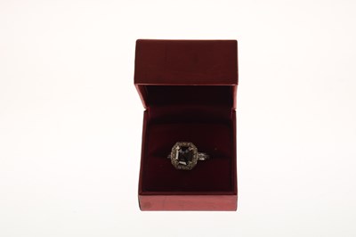 Lot 16 - Black diamond white metal cluster ring