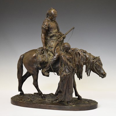 Lot 230 - Edouard Letourneau (1851-1907) - Late 19th century bronze group of an Arab on horseback