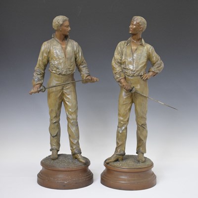 Lot 459 - Pair of late 19th century spelter figures after Charles Masse (1855-1913)