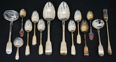 Lot 284 - Quantity of silver cutlery and flatware to include a pair of George IV silver tablespoons, etc