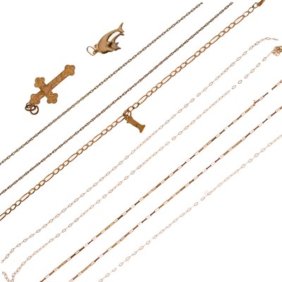 Lot 162 - Small group of jewellery including a figaro link 9ct gold bracelet