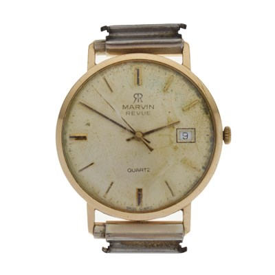 Lot 186 - Marvin Revue - 9ct gold cased watch head