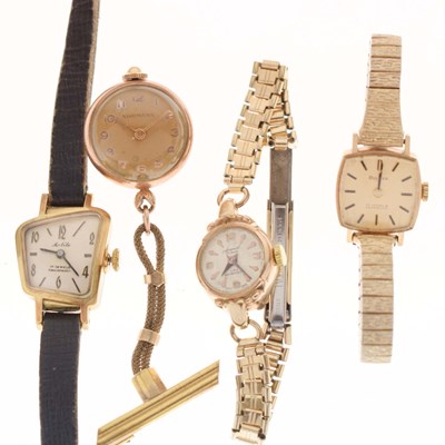 Lot 202 - Bulova and Accurist 9ct gold case bracelet watches
