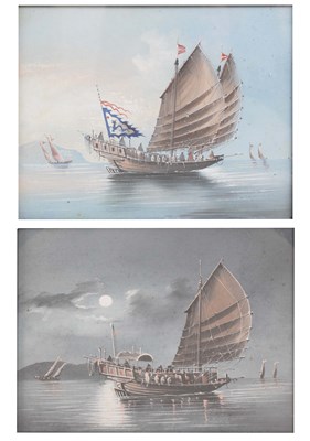 Lot 655 - Chinese School, circa 1900 - Pair of watercolours of junk fishing boats