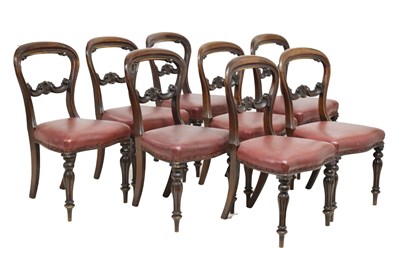 Lot 711 - Set of eight early Victorian mahogany balloon back dining chairs