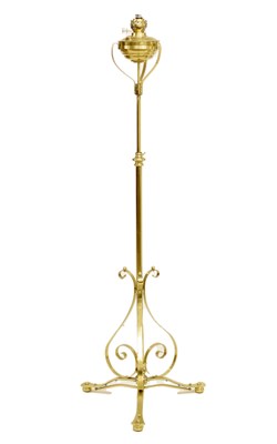 Lot 472 - 20th century brass adjustable standard lamp