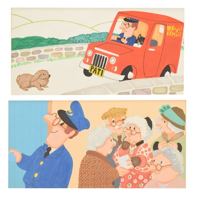 Lot 664 - Joan Hickson (b.1929) - Ink and gouache - Two Postman Pat studies
