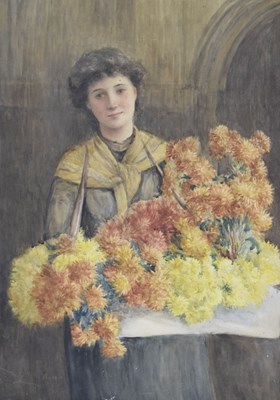 Lot 638 - Suffragette Interest: Mary Cox Palethorpe (1861-1918) - Watercolour - The Flower Seller