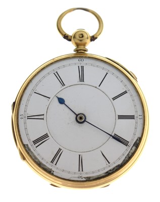 Lot 134 - Late Victorian 18ct gold open face pocket watch, W. Harris, Liverpool